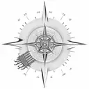 Tree, guitar strings, compass tattoo design idea