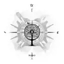 Tree inside compass with guitar strings  tattoo design idea