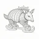 armadillo wearing a tiara on ice skates  tattoo design idea