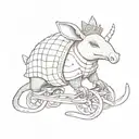 armadillo wearing a tiara on ice skates  tattoo design idea