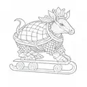 armadillo wearing a tiara on ice skates  tattoo design idea