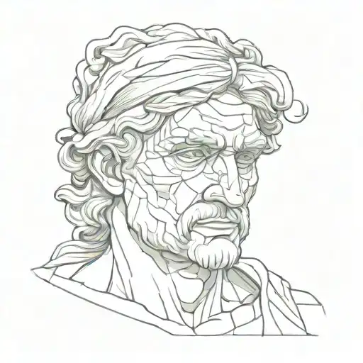 michael angelo's statue of david head with blindfold around eyes tattoo design idea