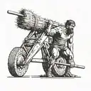 Create a tattoo showcasing a muscular weight lifter lifting a bale of hay on a farm tattoo design idea