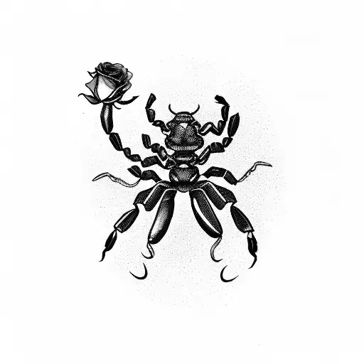 Scorpion with roses  tattoo design idea