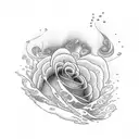 tsunami with roses tattoo design idea
