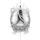 tsunami with roses tattoo design idea