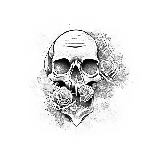 Skull and Roses tattoo design idea