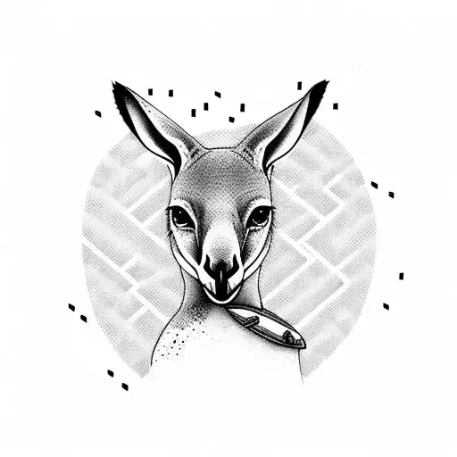 kangaroo riding a surfboard tattoo design idea