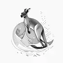 kangaroo riding a surfboard tattoo design idea