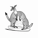 kangaroo riding a surfboard tattoo design idea