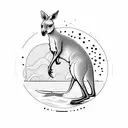 kangaroo riding a surfboard tattoo design idea