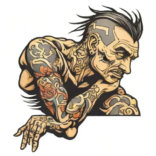 overthinker man happy and depressed tattoo design idea