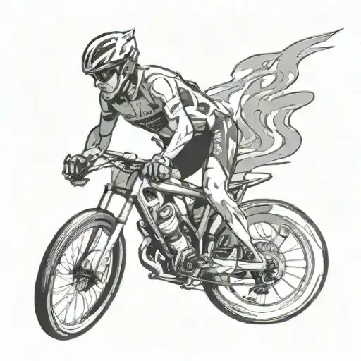 Create a black-grey tattoo of bike and triathlon race tattoo design idea