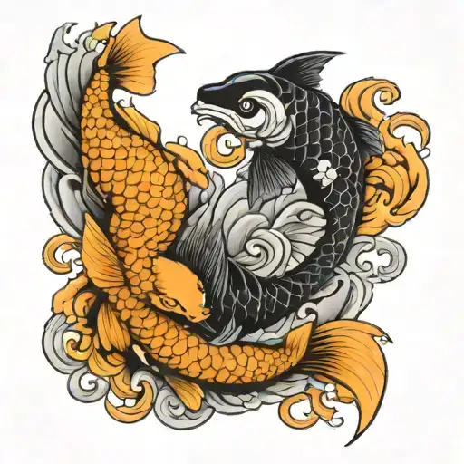peces Koi ying y yang tui and la tattoo design idea