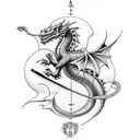 bass guitar with dragon tattoo design idea