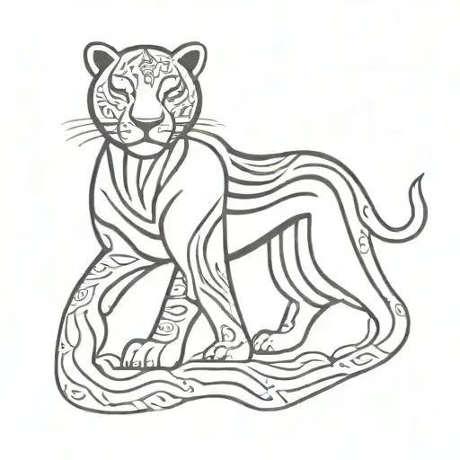 Combine elements of Aztec and Mayan art to create a unique design featuring jaguars in a minimalist style tattoo design idea