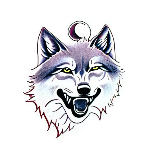 two howling wolves tattoo design idea