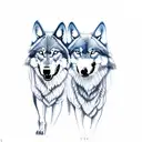 two howling wolves tattoo design idea
