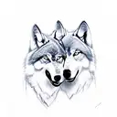 two howling wolves tattoo design idea