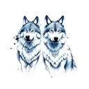 two howling wolves tattoo design idea