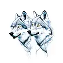 two howling wolves tattoo design idea