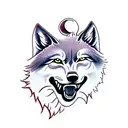 two howling wolves tattoo design idea