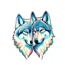 two howling wolves tattoo design idea