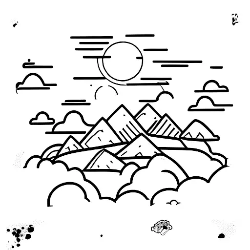 mountain in dark clouds tattoo design idea