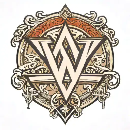 wwe logo, my skin color inside the "w"  tattoo design idea