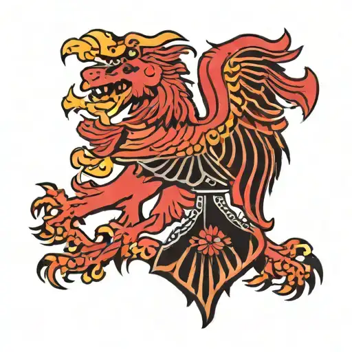 the albanian flag but one half of the eagle is the dutch lion tattoo design idea