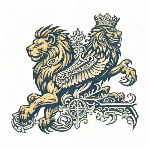 dutch lion half and albanian eagle half tattoo design idea