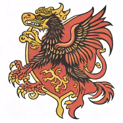 the albanian flag but one half of the eagle is the dutch lion tattoo design idea