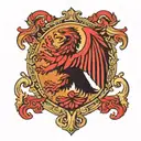 the albanian flag but one half of the eagle is the dutch lion tattoo design idea