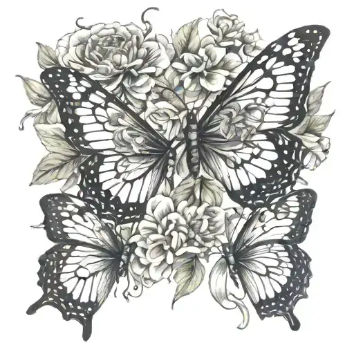 easy to draw butterflies flowers intertwined tattoo design idea
