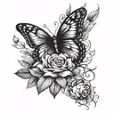 easy to draw butterflies flowers intertwined tattoo design idea
