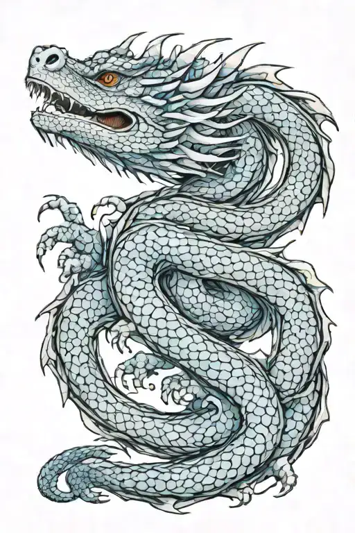 medieval blue earth dragon wrapping staring back at me tattoo design idea