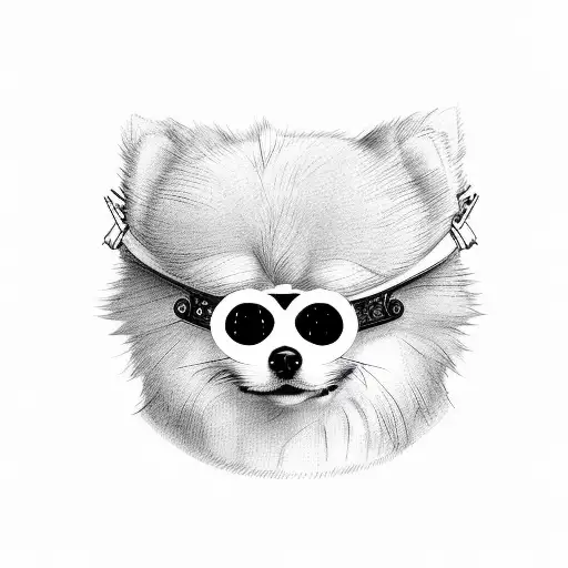 Pomeranian wearing a hacker mask tattoo design idea