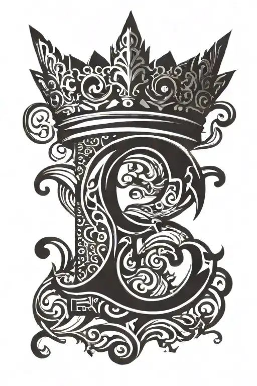 letter c with crown tattoo design idea