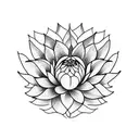 Create a black, line work tattoo featuring dahlias and lotus flowers. The design should start on the front of the left s tattoo design idea