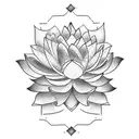 Create a black, line work tattoo featuring dahlias and lotus flowers. The design should start on the front of the left s tattoo design idea