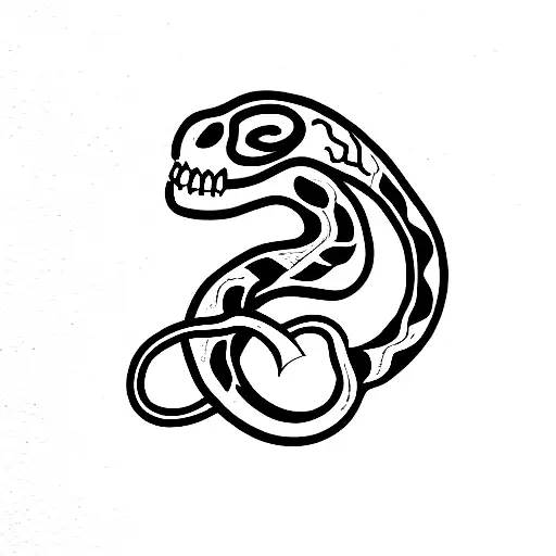 snake with skull tattoo design idea