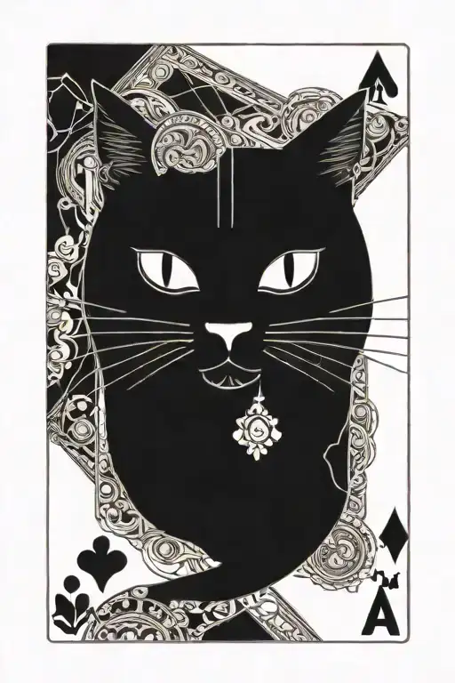 Playing card featuring a cat tattoo design idea