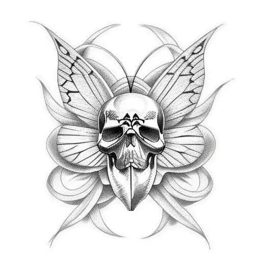 butterfly with skull pattern  tattoo design idea