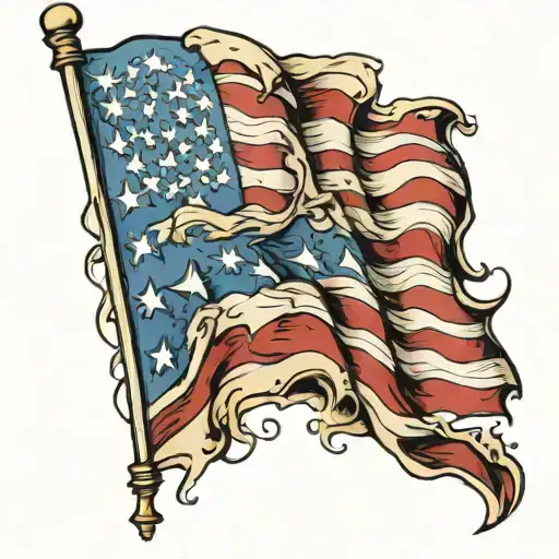 american flag waving torn  tattoo design idea