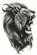 lion roaring tattoo design idea