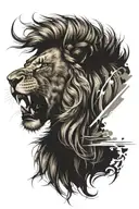 lion roaring tattoo design idea