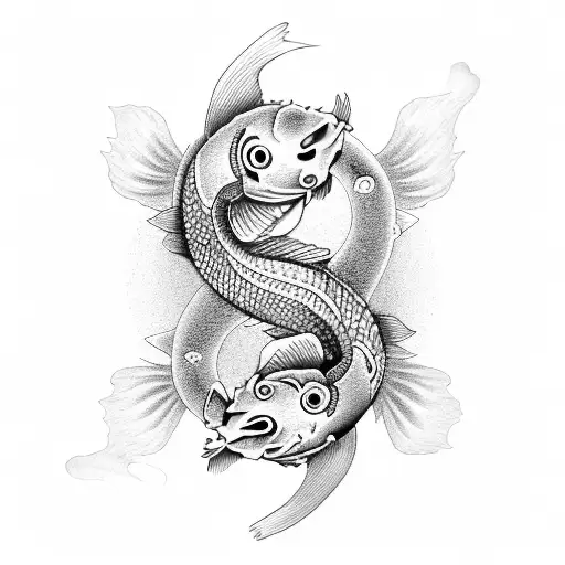 yin and yang koi fish tattoo design idea