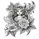 negative space yvette tattoo design idea
