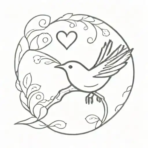 songbird with a heart tattoo design idea