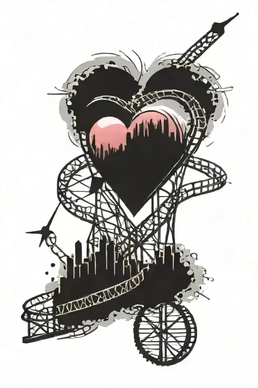 heart shaped roller coaster  tattoo design idea